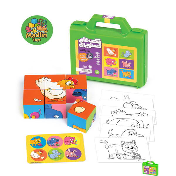 بازی آموزشی و سرگرمکننده مکعب 6 در 1 با طرح حیوانات برای کودکان